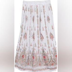 Embroidered White and Red Women's Skirt